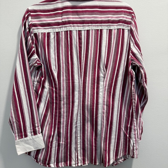 Cute Burgundy and Gray Striped Shirt - Picture 2 of 3